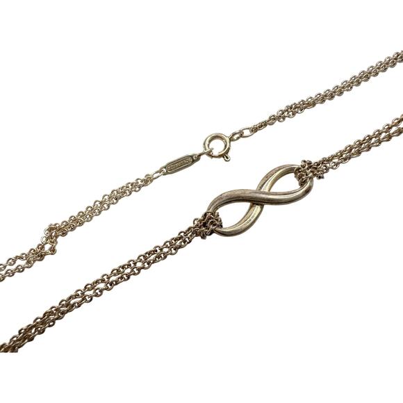 Tiffany & Co Infinity Double Chain Pendant and Necklace in Sterling 16" Chain - Picture 13 of 15